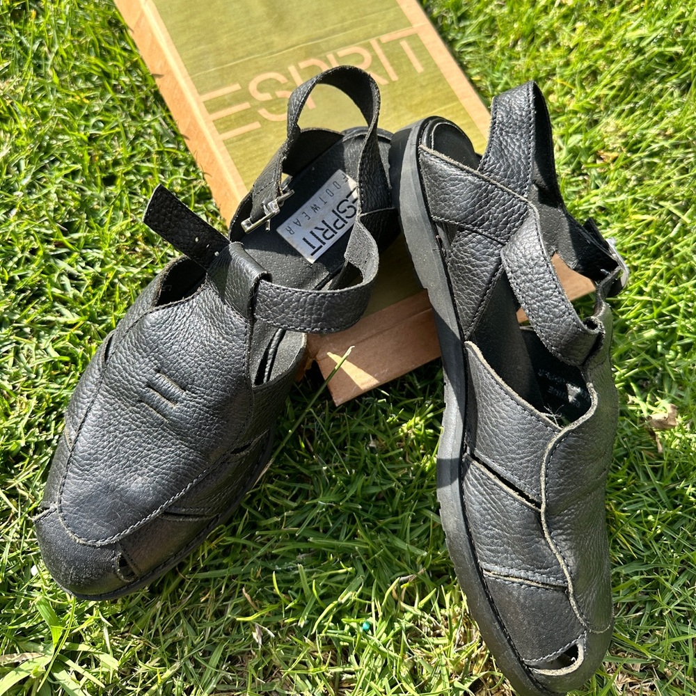 Esprit Black Leather Slingback Shoes